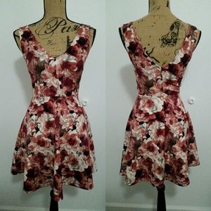 F21: Flower sleeveless V neck dress